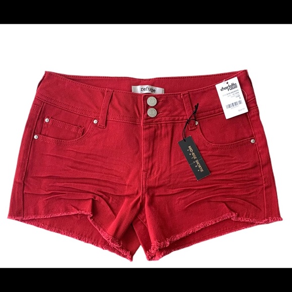 refuge Pants - Refuge Red Raw Hem Denim Jeans Shorts Sz 2